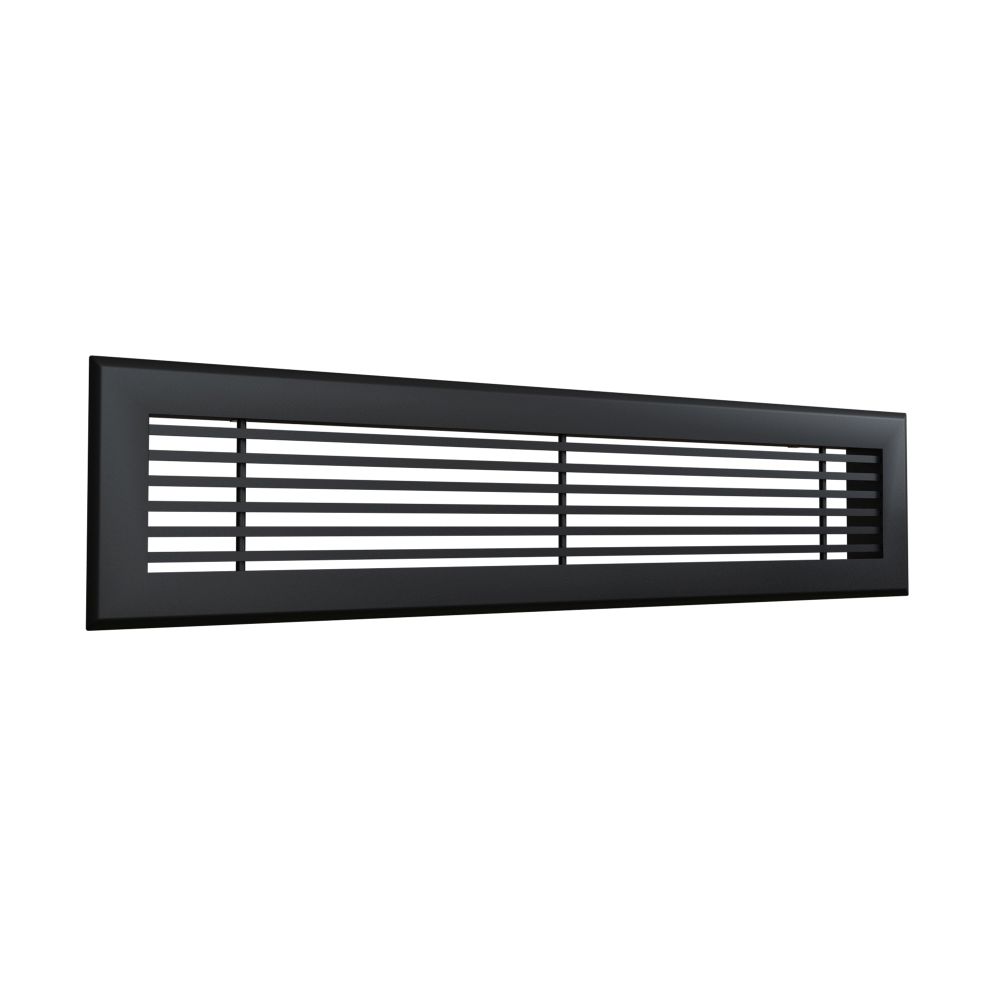 Baillindustrie - Grille soufflage linéaire ailettes fixes Noir Mat - Dimensions grilles GSL600X150NM